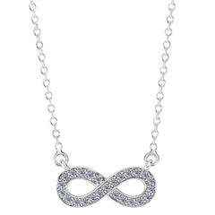 14K White Gold With 0.15 Ct Diamonds Infinity Necklace - 18 Inches - JewelryAffairs
 - 1