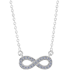 14K White Gold With 0.15 Ct Diamonds Infinity Necklace - 18 Inches fine designer jewelry for men and women