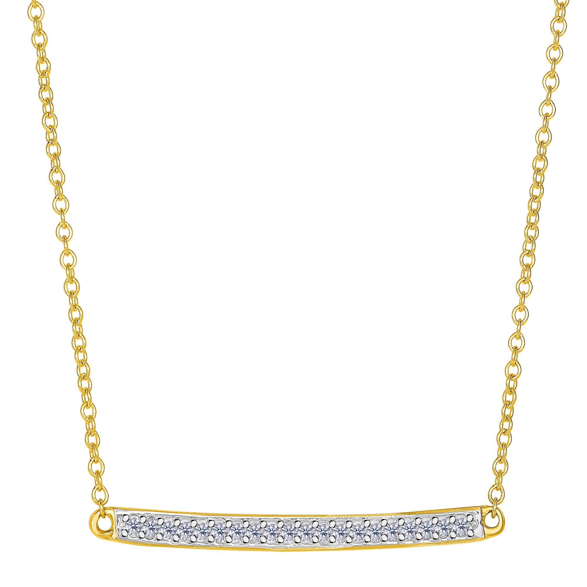 14k Yellow Gold 0.12Ct Diamond Bar Necklace - 18 Inch fine designer jewelry for men and women