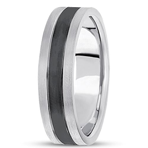 14K Gold Mens Fancy Black Rhodium Wedding Band (6.5mm) fine designer jewelry for men and women