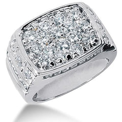 Round Brilliant Diamond Mens Ring in 14k white gold  (2.68cttw, F-G Color, SI2 Clarity) - JewelryAffairs
 - 1