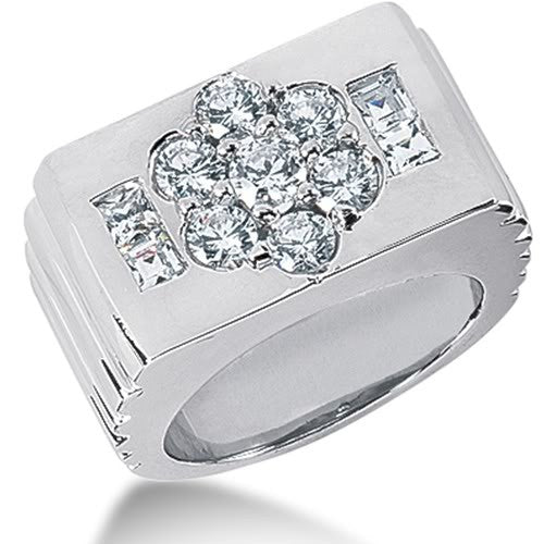 Diamond Mens Ring in 14k white gold (1.83cttw, G-H Color, SI1 Clarity) fine designer jewelry for men and women