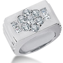 Diamond Mens Ring in 14k white gold (1.83cttw, G-H Color, SI1 Clarity) fine designer jewelry for men and women