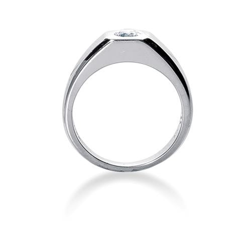 Round Brilliant Diamond Mens Ring in 14k white gold (0.25cttw, F-G Color, SI2 Clarity) fine designer jewelry for men and women