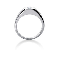 Round Brilliant Diamond Mens Ring in 14k white gold (0.25cttw, F-G Color, SI2 Clarity) fine designer jewelry for men and women