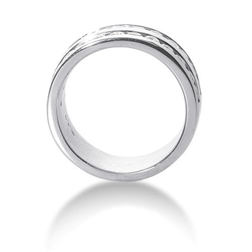 Round Brilliant Diamond Mens Ring in 14k white gold (0.96cttw, F-G Color, SI2 Clarity) fine designer jewelry for men and women