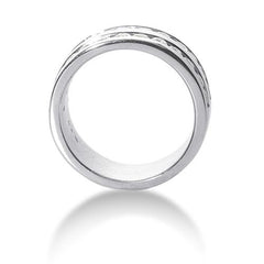 Round Brilliant Diamond Mens Ring in 14k white gold (0.96cttw, F-G Color, SI2 Clarity) fine designer jewelry for men and women