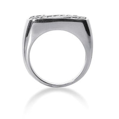 Diamond and Onyx Mens Ring in 14k white gold (0.33cttw, F-G Color, SI2 Clarity) fine designer jewelry for men and women