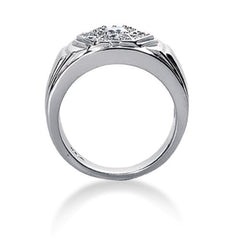 Round Brilliant Diamond Mens Ring in 14k white gold (0.48cttw, F-G Color, SI2 Clarity) - JewelryAffairs
 - 2