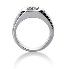 Round Brilliant Diamond Mens Ring in 14k white gold (0.25cttw, F-G Color, SI2 Clarity) fine designer jewelry for men and women