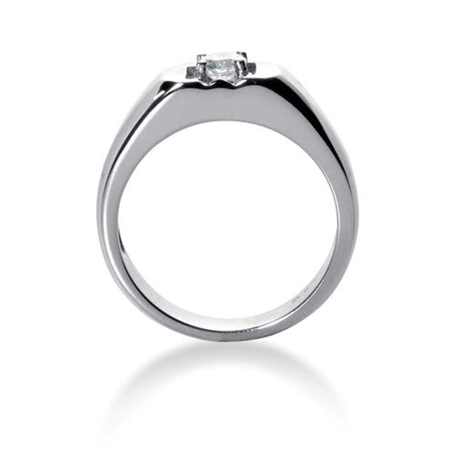 Round Brilliant Diamond Mens Ring in 14k white gold (0.25cttw, F-G Color, SI2 Clarity) fine designer jewelry for men and women