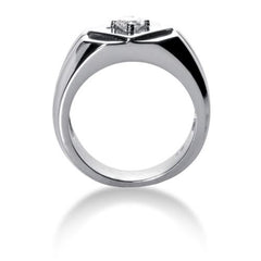 Round Brilliant Diamond Mens Ring in 14k white gold (0.25cttw, F-G Color, SI2 Clarity) fine designer jewelry for men and women