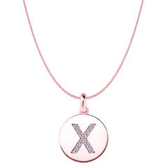 "X" Diamond Initial 14K Rose Gold Disk Pendant (0.13ct) fine designer jewelry for men and women