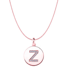 "Z" Diamond Initial 14K Rose Gold Disk Pendant (0.12ct) fine designer jewelry for men and women