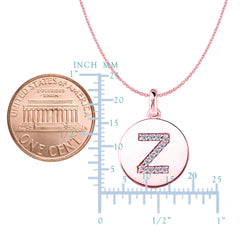 "Z" Diamond Initial 14K Rose Gold Disk Pendant (0.12ct) fine designer jewelry for men and women