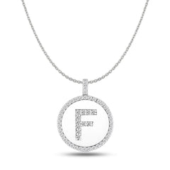 "F" Diamond Initial  14K White Gold Disk Pendant (0.51ct) - JewelryAffairs
 - 1