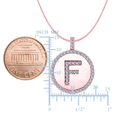 "F" Diamond Initial 14K Rose Gold Disk Pendant (0.51ct) fine designer jewelry for men and women