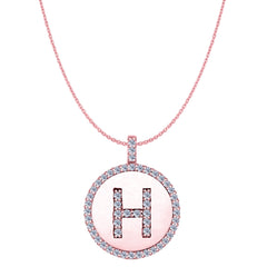 "H" Diamond Initial 14K Rose Gold Disk Pendant (0.54ct) fine designer jewelry for men and women