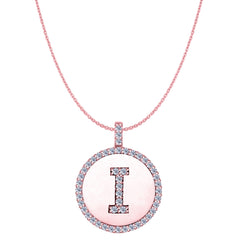 "I" Diamond Initial 14K Rose Gold Disk Pendant (0.48ct) fine designer jewelry for men and women