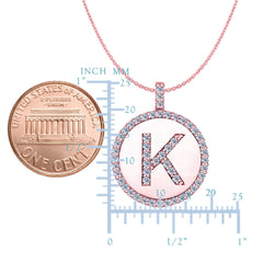 "K" Diamond Initial 14K Rose Gold Disk Pendant (0.54ct) - JewelryAffairs
 - 2