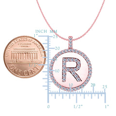 "R" Diamond Initial 14K Rose Gold Disk Pendant (0.57ct) - JewelryAffairs
 - 2