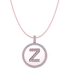 "Z" Diamond Initial 14K Rose Gold Disk Pendant (0.53ct) - JewelryAffairs
 - 1