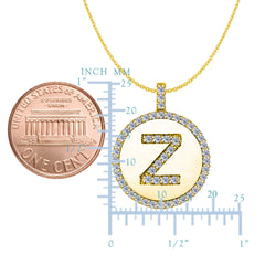 "Z" Diamond Initial 14K Yellow Gold Disk Pendant (0.53ct) fine designer jewelry for men and women