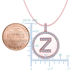 "Z" Diamond Initial 14K Rose Gold Disk Pendant (0.53ct) - JewelryAffairs
 - 2