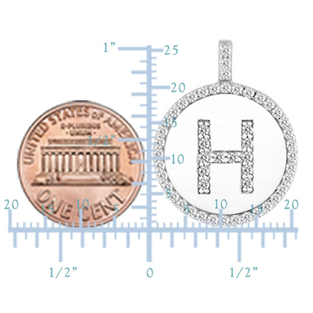 "H" Diamond Initial 14K White Gold Disk Pendant (0.54ct) fine designer jewelry for men and women