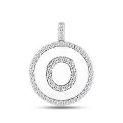 "O" Diamond Initial 14K White Gold Disk Pendant (0.58ct) fine designer jewelry for men and women