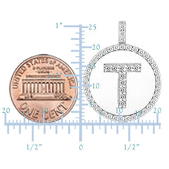 "T" Diamond Initial 14K White Gold Disk Pendant (0.50ct) - JewelryAffairs
 - 3