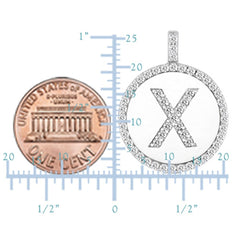 "X" Diamond Initial 14K White Gold Disk Pendant (0.56ct) fine designer jewelry for men and women