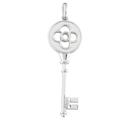 14K White Gold Fancy Clover Key Pendant fine designer jewelry for men and women