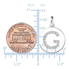 "G" Diamond Initial 14K White Gold Disk Pendant (0.16ct) fine designer jewelry for men and women