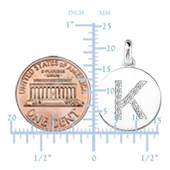 "K" Diamond Initial 14K White Gold Disk Pendant (0.13ct) fine designer jewelry for men and women
