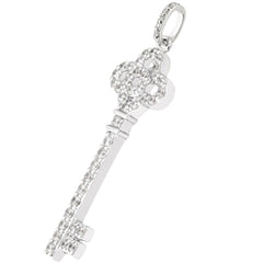 14K White Gold Diamond Crown Key Pendant (0.36ctw - FG Color - SI2 Clarity) fine designer jewelry for men and women