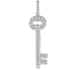 14K White Gold Diamond Vintage Key Pendant (0.30ctw - FG Color - SI2 Clarity) fine designer jewelry for men and women