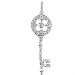 14K White Gold Diamond Clover Key Pendant (0.29ctw - FG Color - SI2 Clarity) fine designer jewelry for men and women