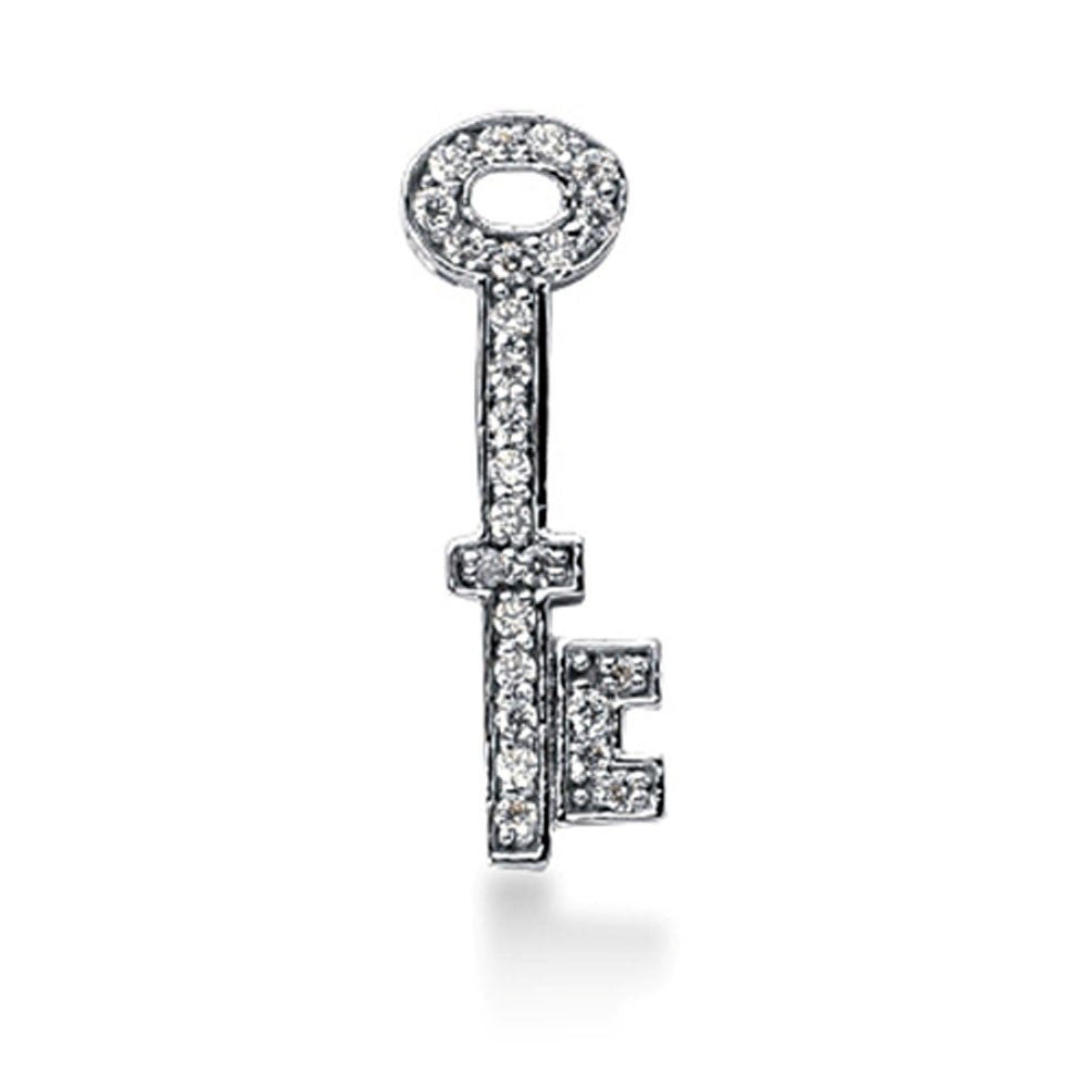 14K White Gold Diamond Vintage Key Pendant (0.25ctw - FG Color - SI2 Clarity) fine designer jewelry for men and women