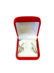 10k Yellow Gold Ridged Oval Shaped Hoop Earrings, Diameter 30mm fine designer jewelry for men and women