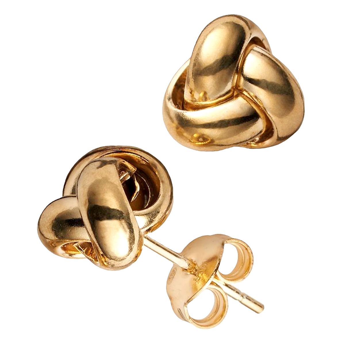 10k Yellow Gold Love Knot Post Stud Earrings, 6mm fine designer jewelry for men and women