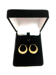 10k Yellow Gold Hammered Round Hoop Earrings, Diameter 20mm fine designer jewelry for men and women