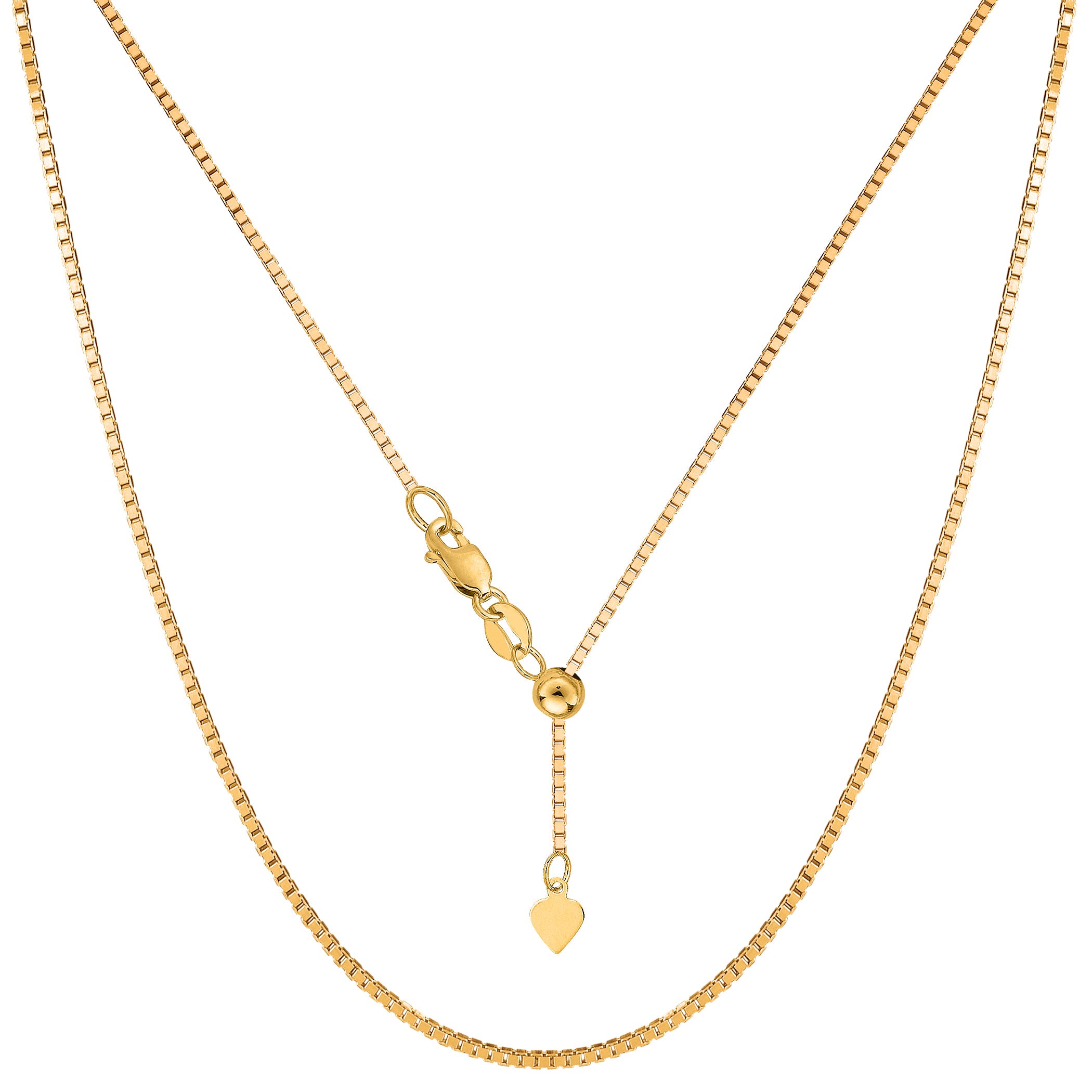 14k Yellow Gold Adjustable Box Chain Necklace, 1.15mm, 22" fine designer jewelry for men and women