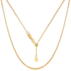 14k Yellow Gold Adjustable Box Chain Necklace, 1.15mm, 22" fine designer jewelry for men and women