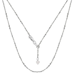 Sterling Silver Rhodium Plated Sliding Adjustable Piatto Chain, 22" fine designer jewelry for men and women