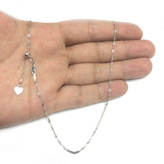 Sterling Silver Rhodium Plated 22" Sliding Adjustable Singapore Chain Necklace, 1.5mm fine designer jewelry for men and women