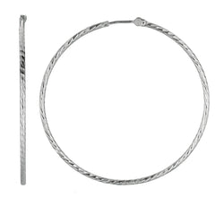 Sterling Silver Rhodium Plated Round Hoop Earrings fine designer jewelry for men and women