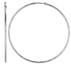 Sterling Silver Rhodium Plated Round Hoop Earrings fine designer jewelry for men and women