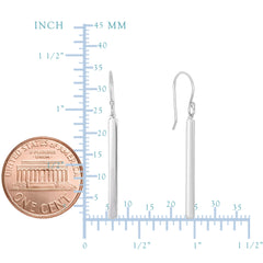 Sterling Silver Bar Style Drop Earrings With Euro Wire Clasp fine designer jewelry for men and women
