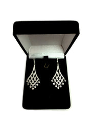 Sterling Silver And Cubic Zirconia Shaped Chandelier Drop Earrings fine designer jewelry for men and women